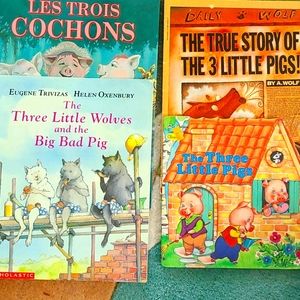 4 different versions of the 3 little pigs